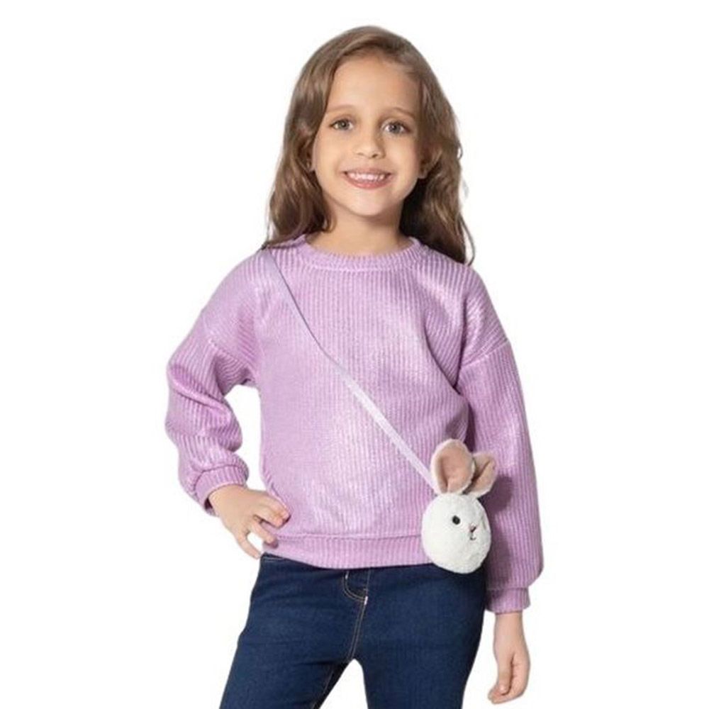 Little Kangaroos - Girl Knitted Top w/ Sling Purse - Purple