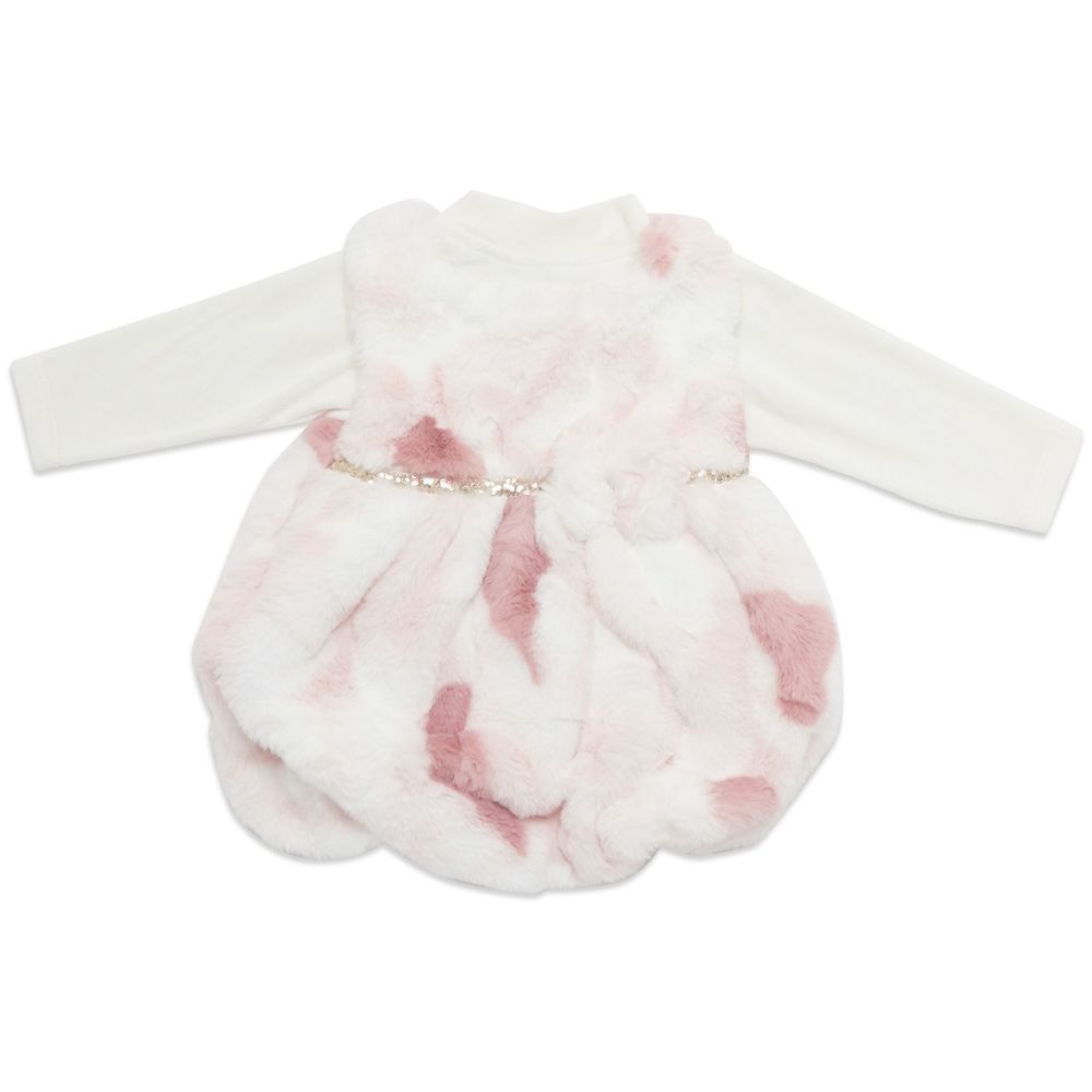 Little Kangaroos - Baby Girl Fur Party Dress - Chalk Pink