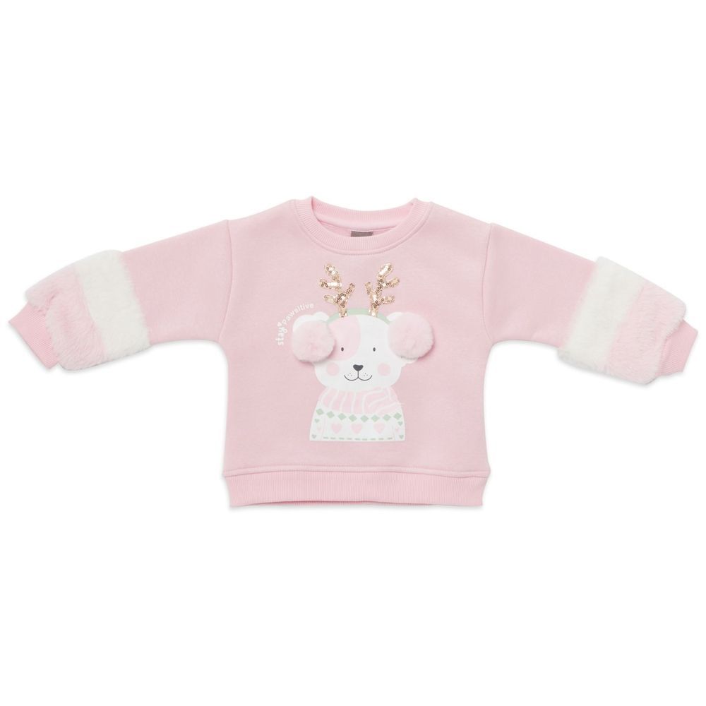 Little Kangaroos - Puppy Print Sweatshirt - Baby Pink