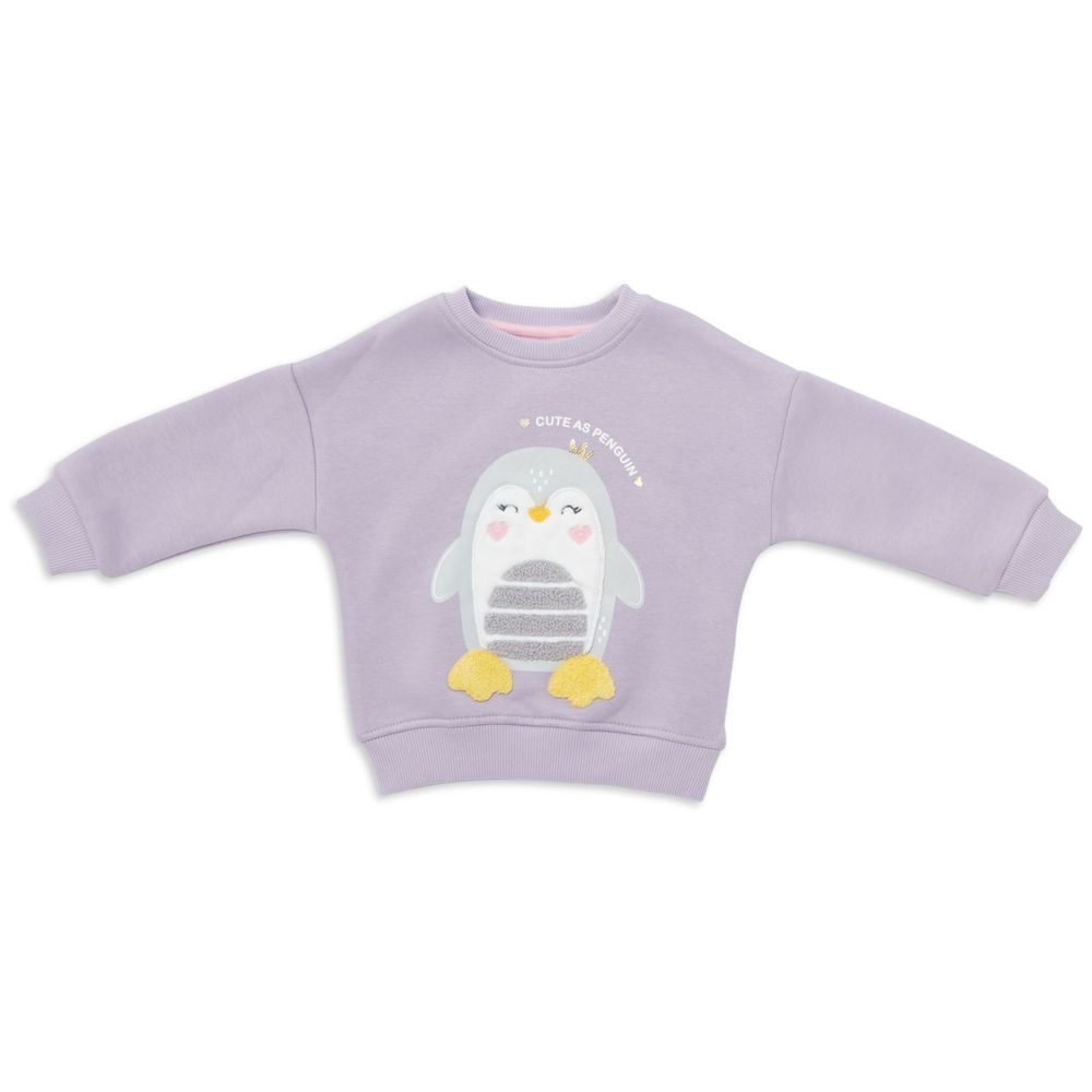 Little Kangaroos - Baby Girl Penguin Sweatshirt - Mauve