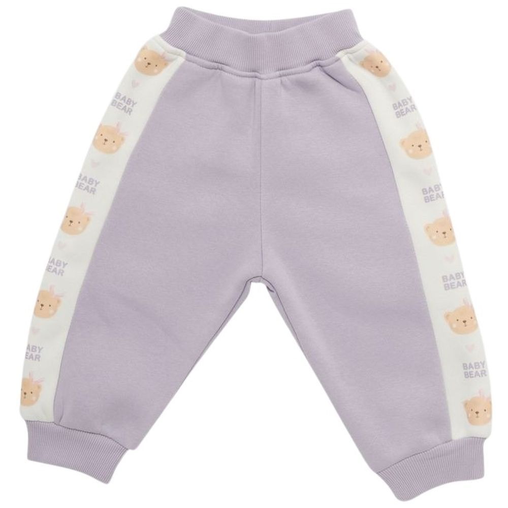 Little Kangaroos - Baby Girl Bear Design Joggers - Mauve