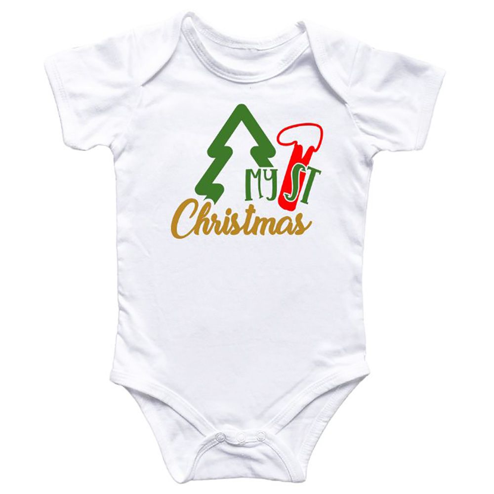 Impressions - My First Christmas Half Sleeved Onesies - Tree - White