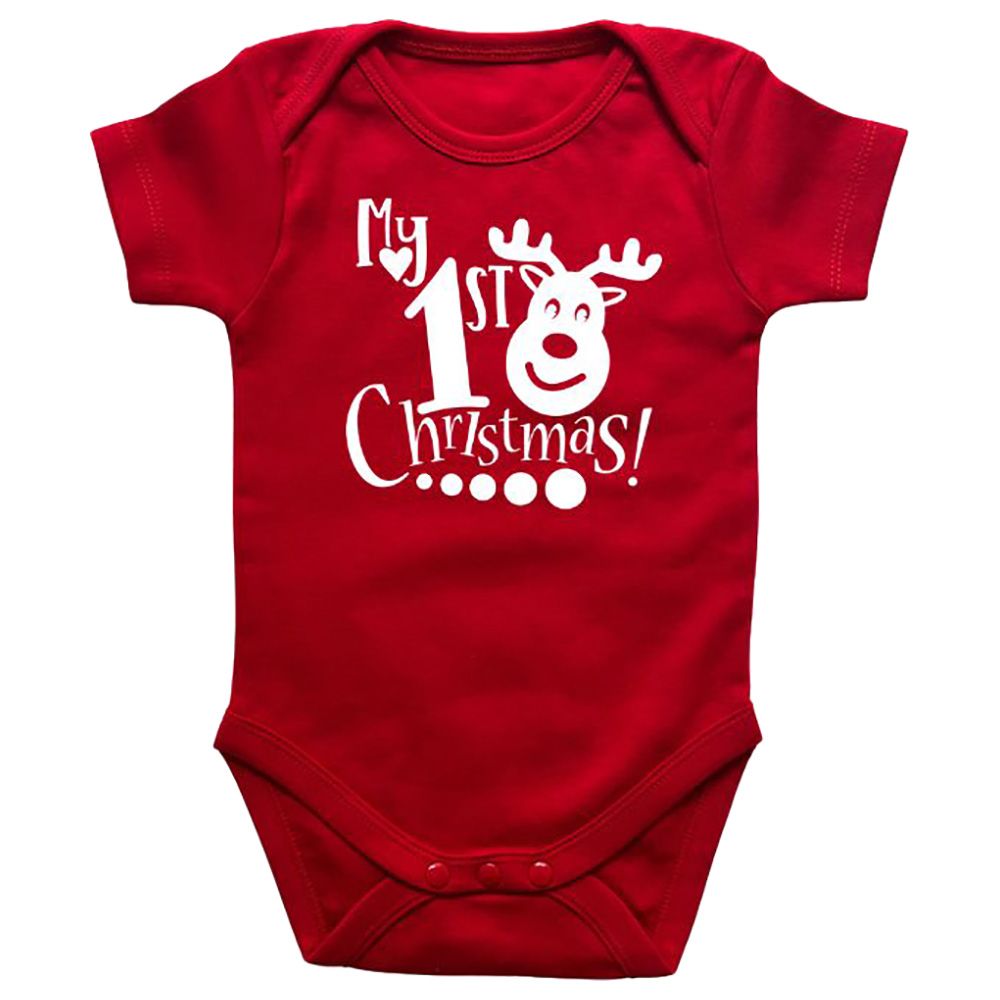 Impressions - My First Christmas Half Sleeved Onesies - Reindeer - Red