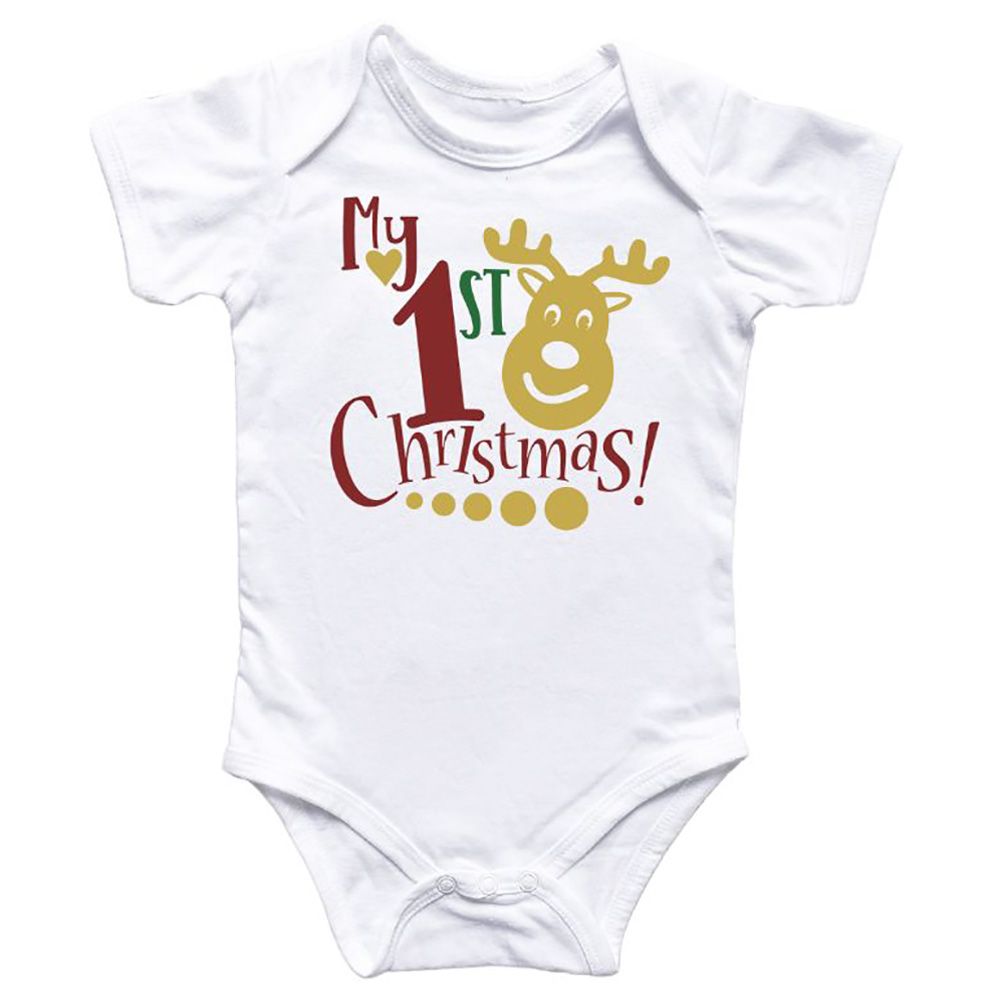 Impressions - My First Christmas Half Sleeved Onesies - Reindeer - White