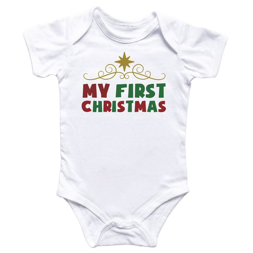 Impressions - My First Christmas Half Sleeved Onesies - White