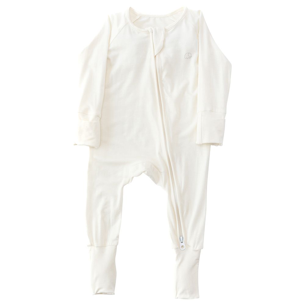 Anvi Baby - Organic Bamboo Zipper Romper- Daisy White