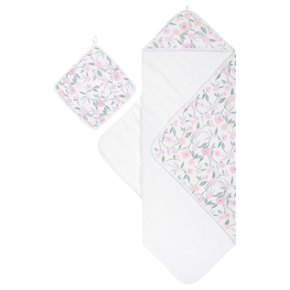 Aden + Anais - Cotton Muslin Hooded Towel & Washcloth - Pack of 2