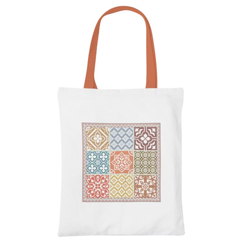 Doodle - Turkish Tile Canvas Tote Bag - White