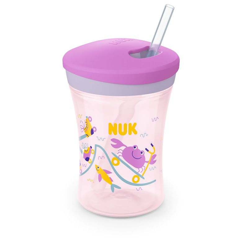 NUK - Action Cup 230ml Soft Drinking Straw 12m+ - Purple