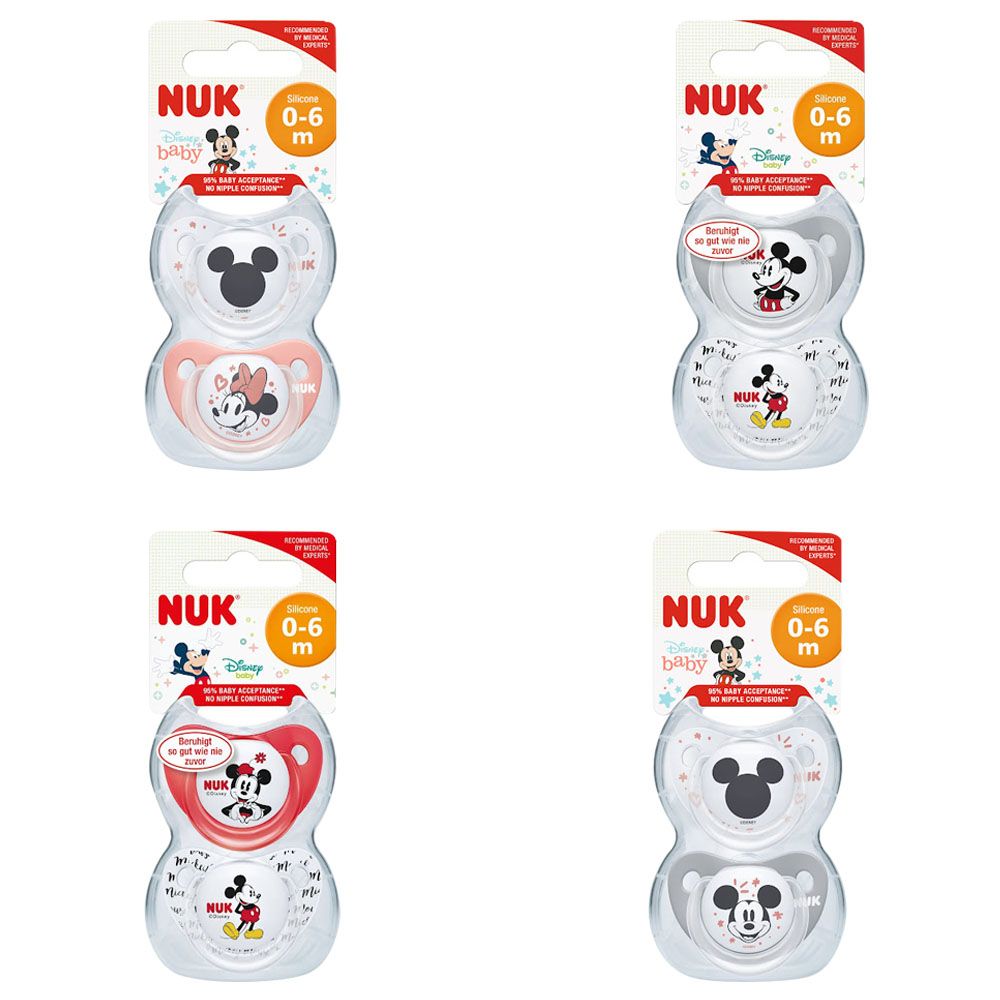 NUK Disney Mickey Soother Size 1 (0-6 months) Pack of 2 - Assorted