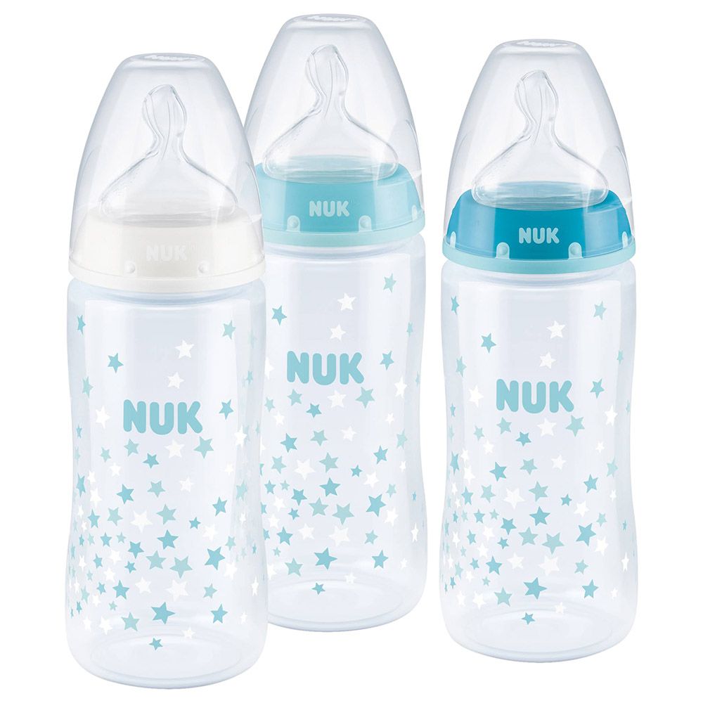 NUK - Anti-Colic Boy Bottle - Pack Of 3 - 300ml - Blue