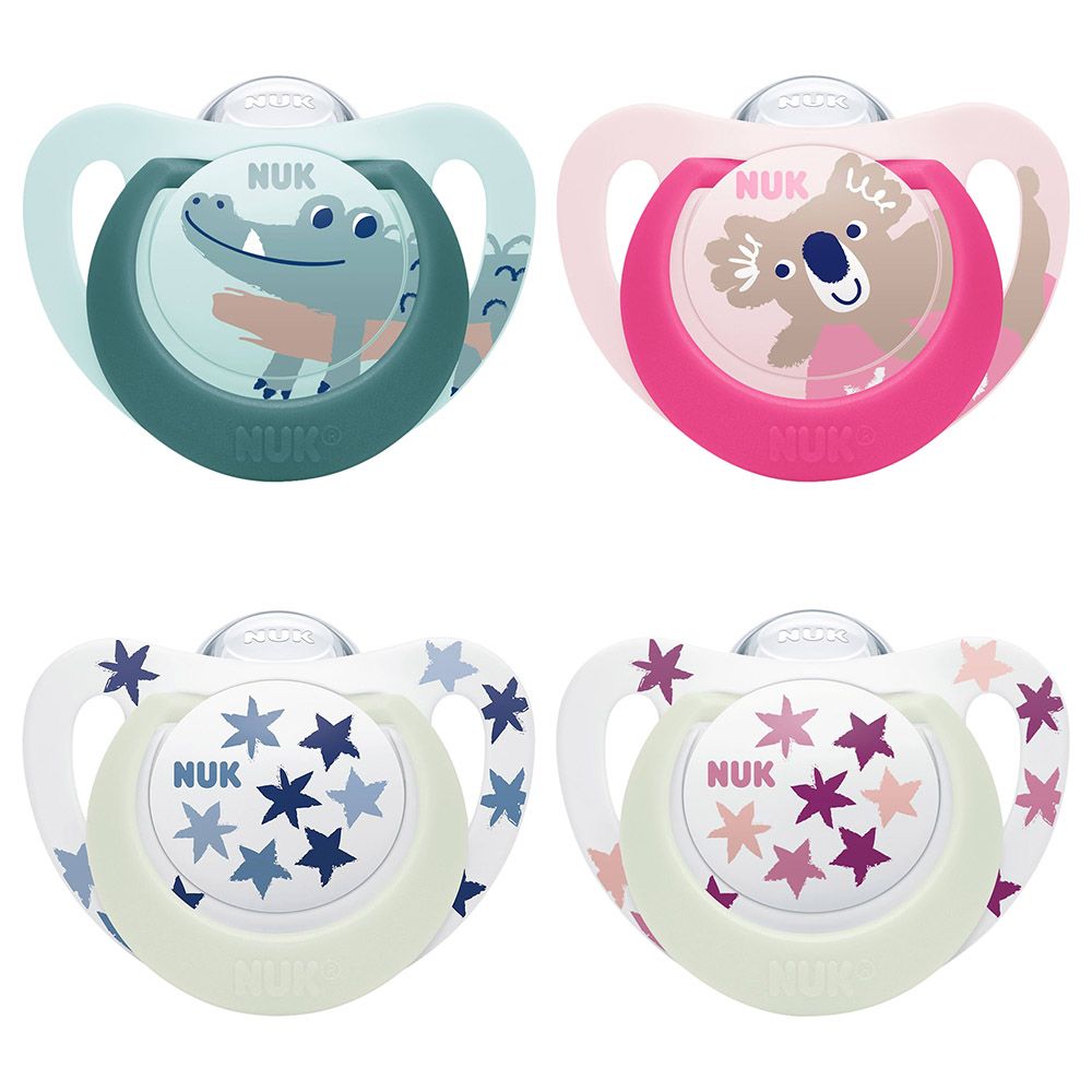 Nuk - Star Silicone Soother Day & Night - 6-18M - Style May Vary