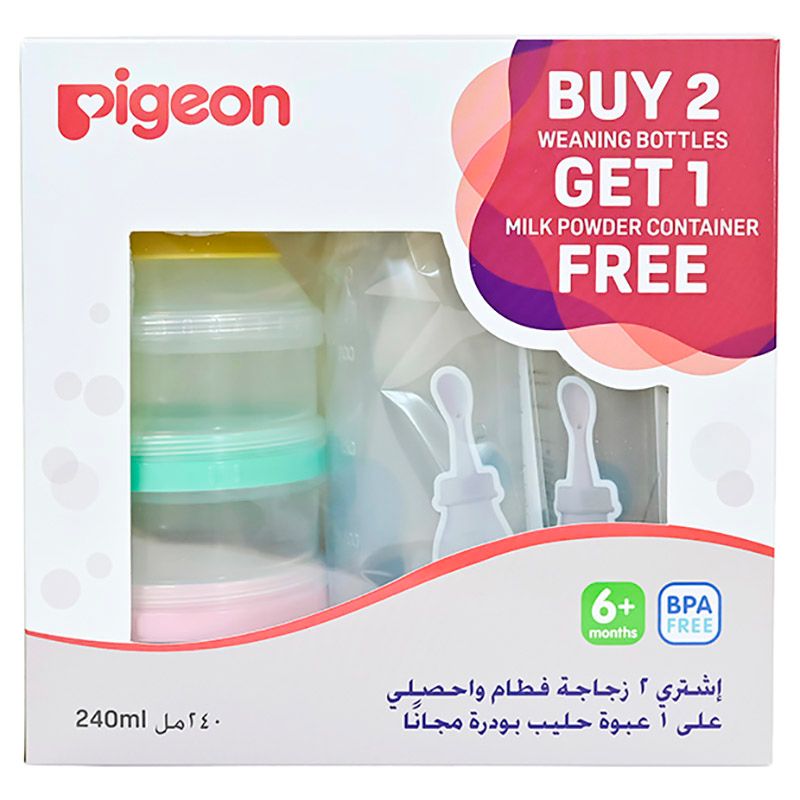 Pigeon - Weaning Bottle 240ml - Pack of 2 With Milk Container