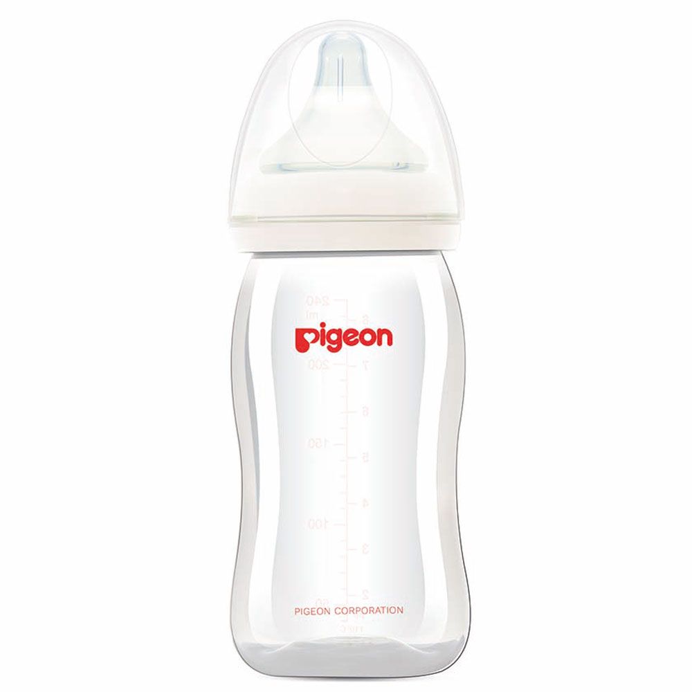 Pigeon - SofTouch Plastic Wide Neck Feeding Bottle 240ml - White