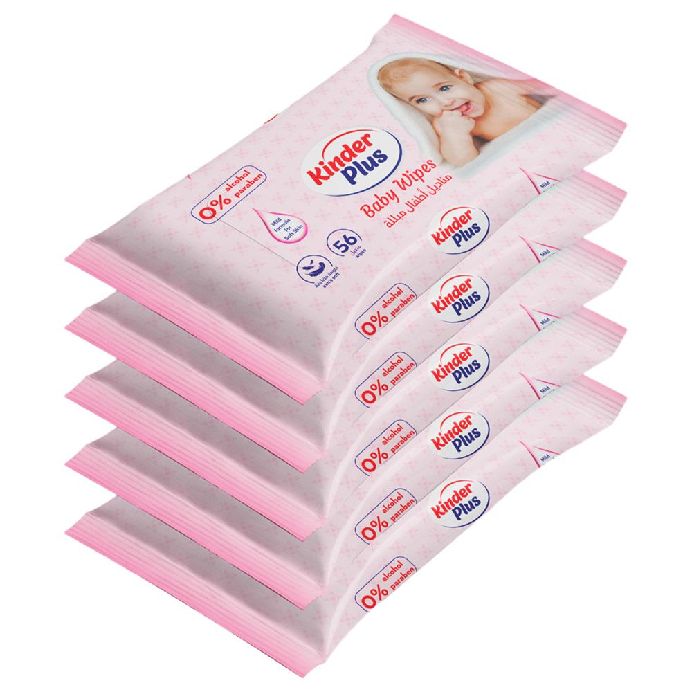 Kinder Plus - Baby Wipes 56 Sheets - Pack Of 5