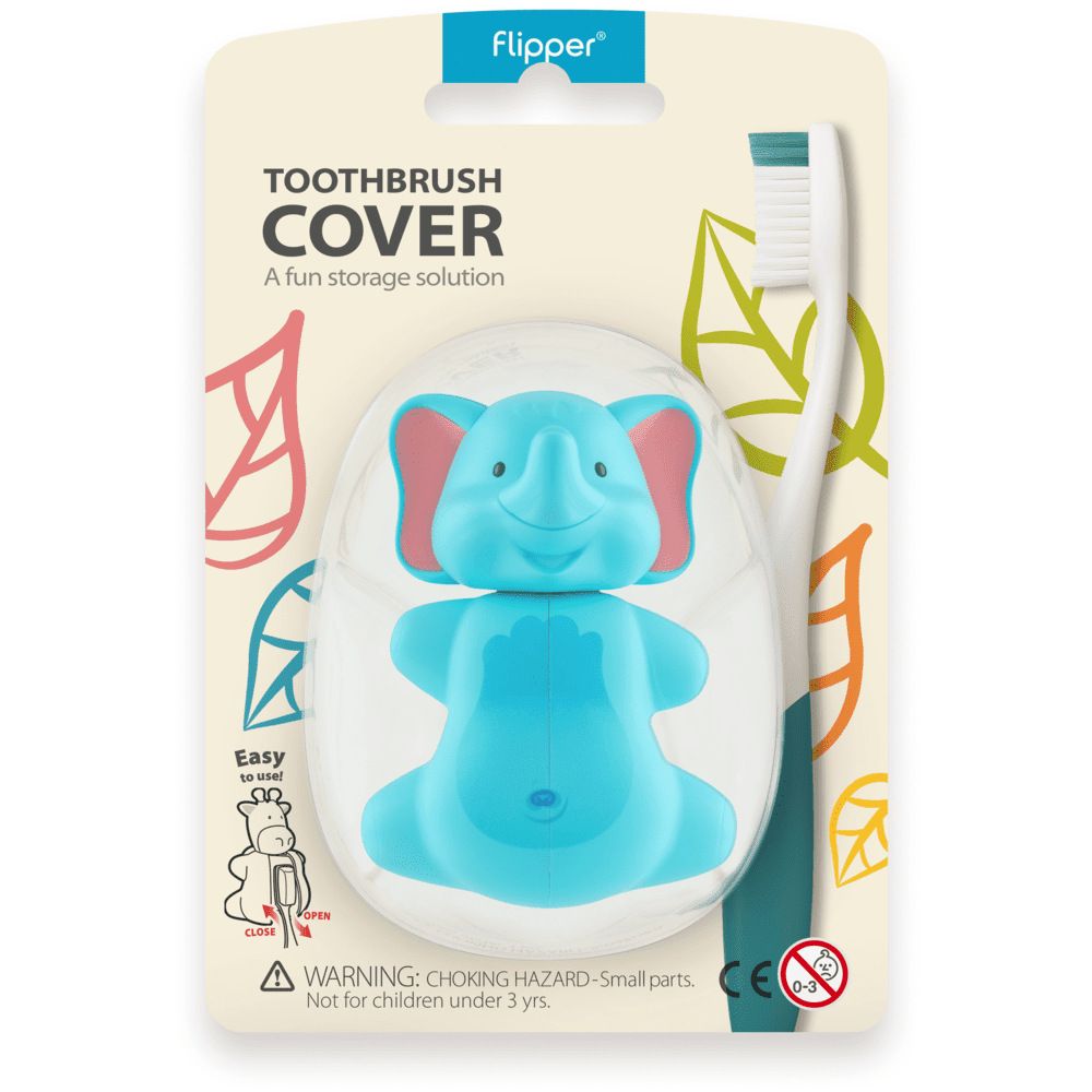 Flipper - Hygienic Toothbrush Holder w/ Suction Cup, Elephant, 3Y+