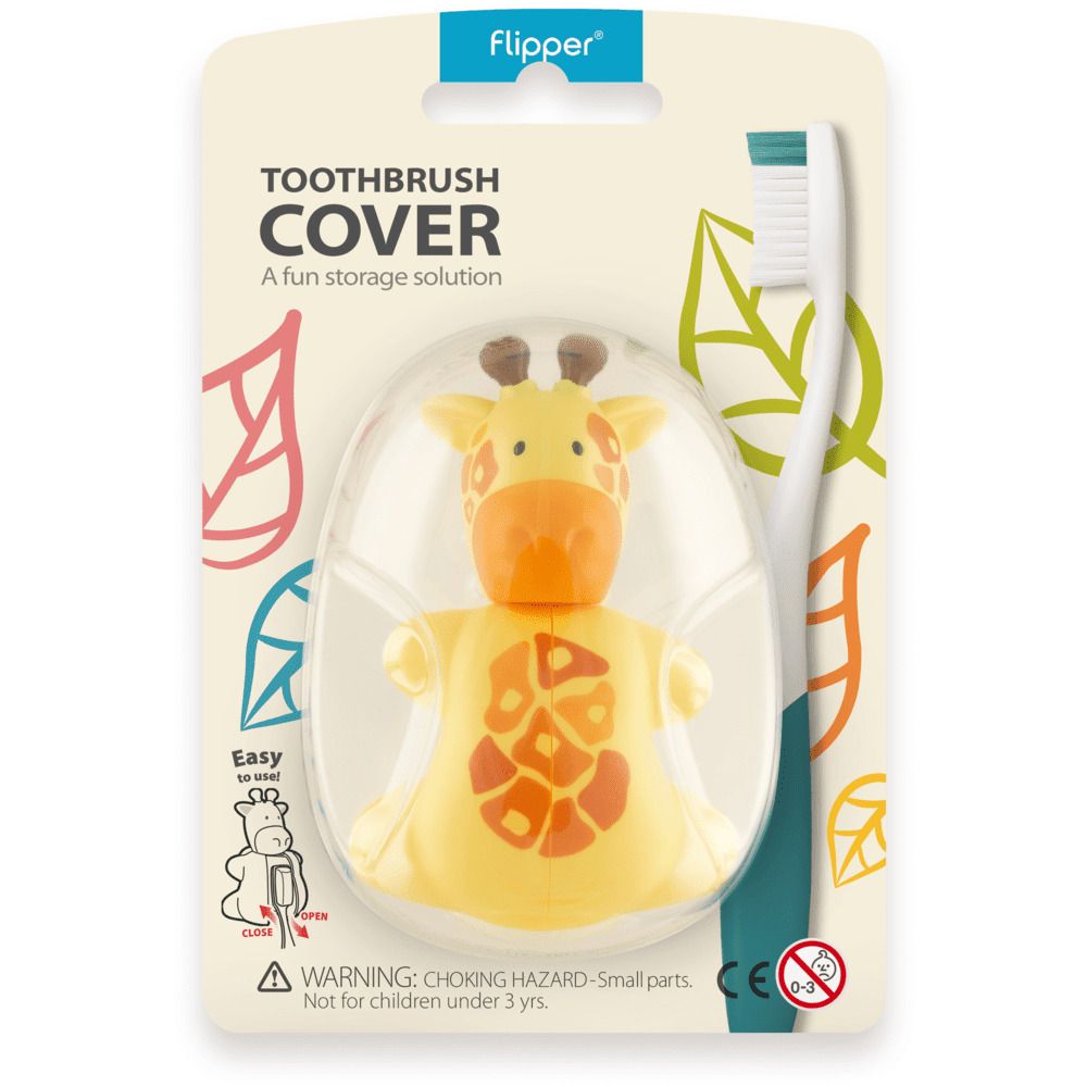 Flipper - Hygienic Toothbrush Holder w/ Suction Cup, Giraffe, 3Y+