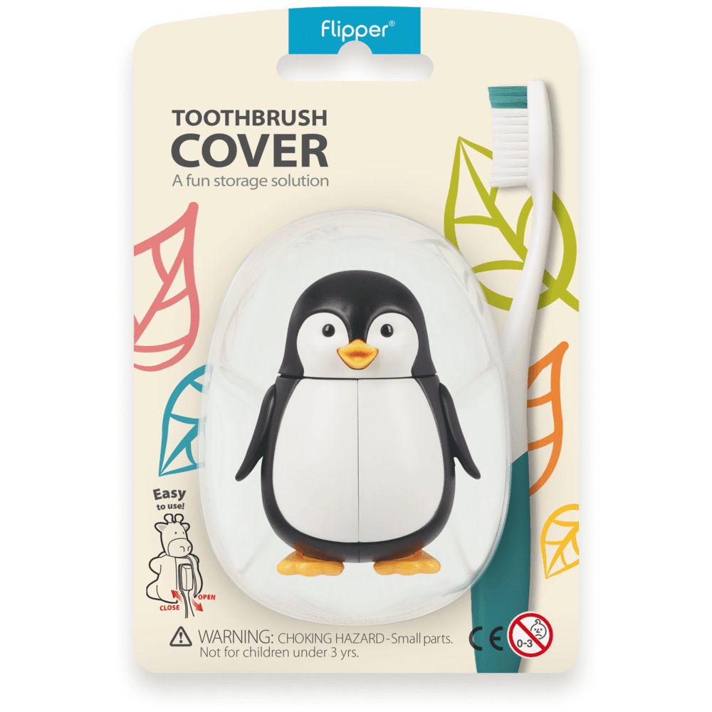 Flipper - Hygienic Toothbrush Holder w/ Suction Cup, Penguin, 3Y+