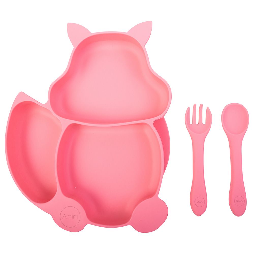 A'ish Home - Kids Amini Squirrel Set & Cutlery Set - Pink