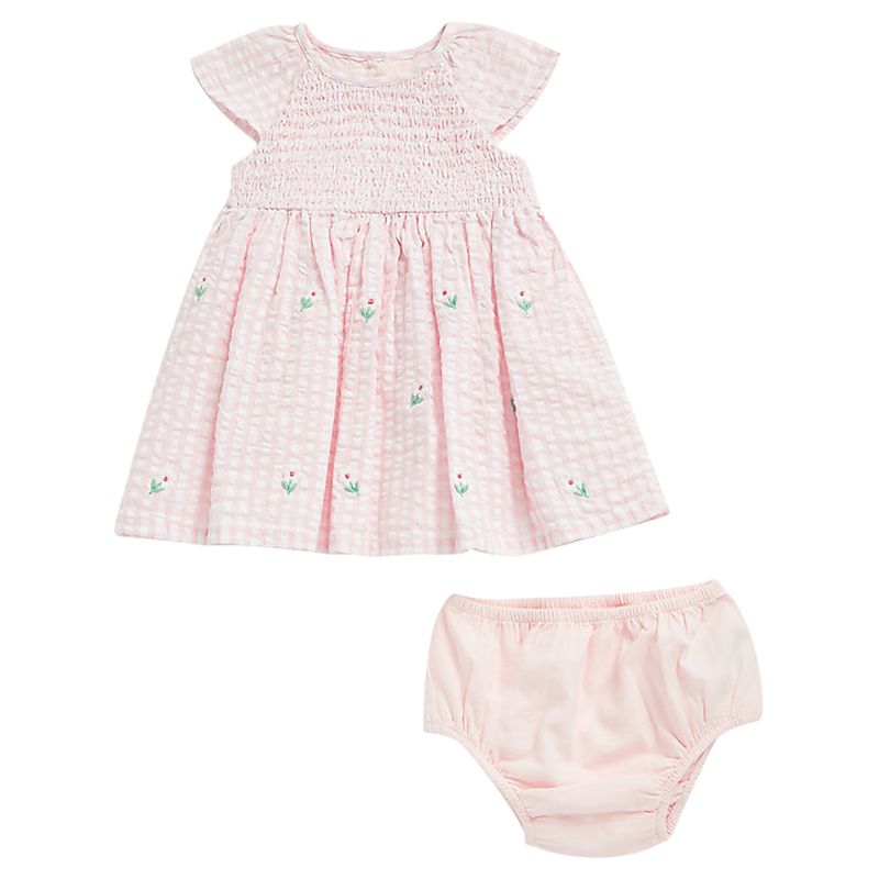 Mothercare - 2pc-Set - Gingham Dress & Knickers - Pink