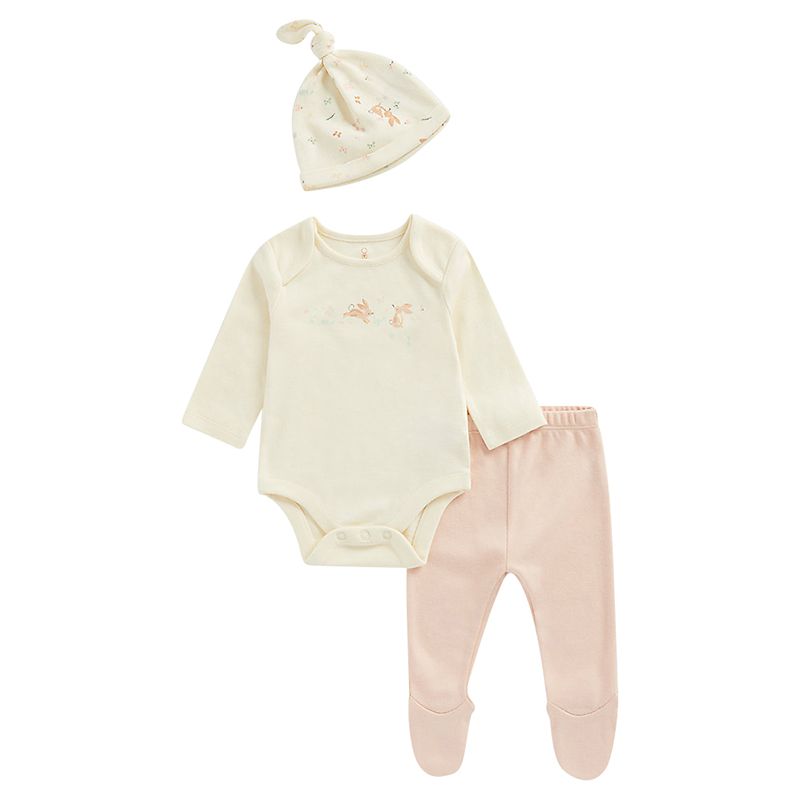 Mothercare - 3pc-Set - Bodysuit, Pants & Cap - Bunny