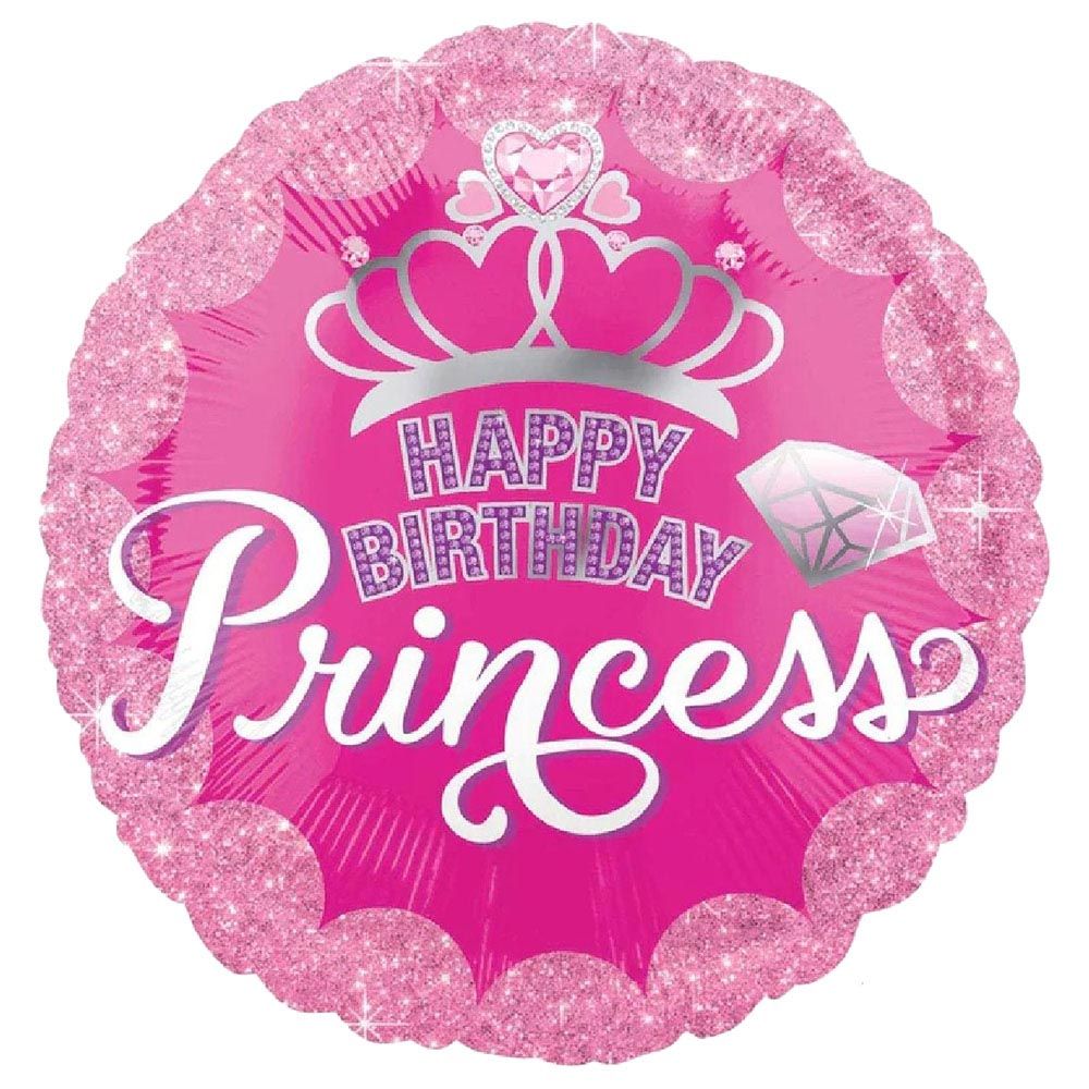 اناغرام - بالون - Happy Birthday Princess - تاج وجوهرة - 18 إنش