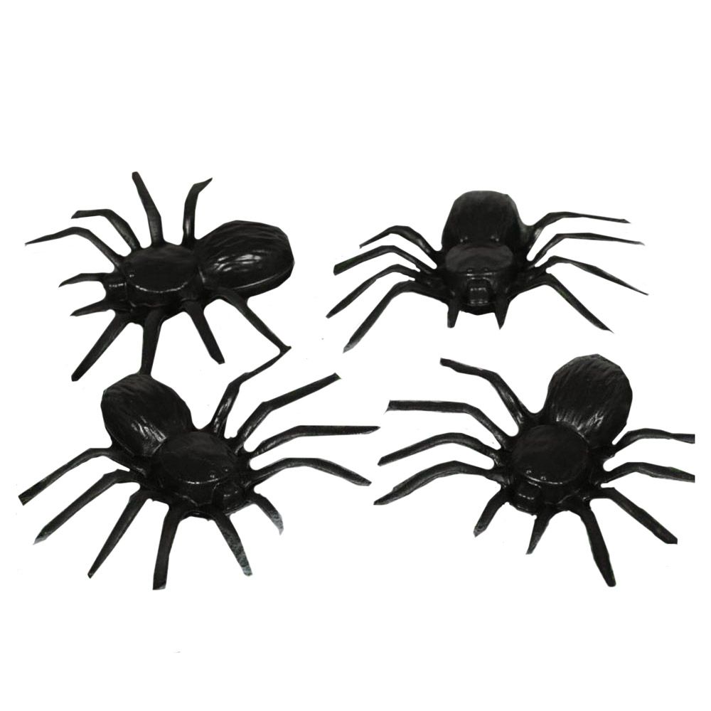 Fiestas Guirca - Plastic Spiders - 4pcs - 10cm - Black