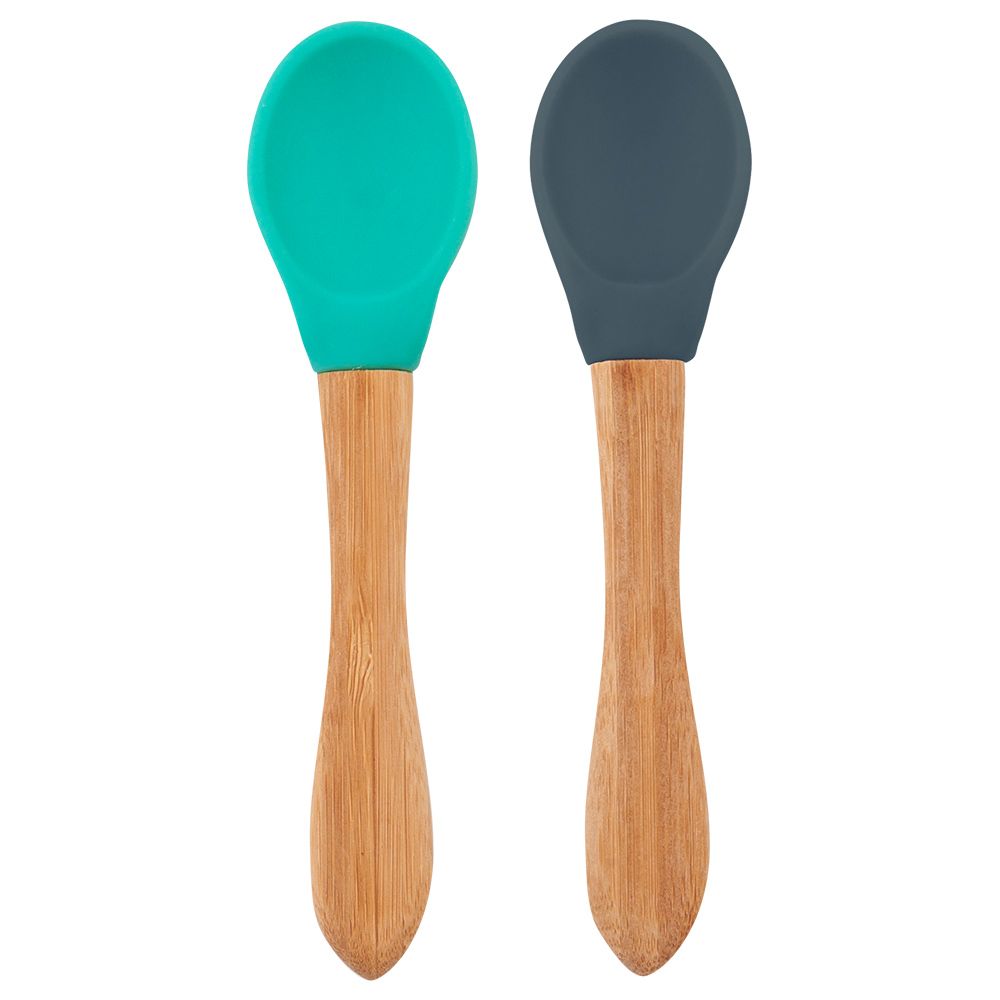 Minikoioi - Silicone Spoon Scoops - Pack of 2 - Aqua Green/Deep Blue