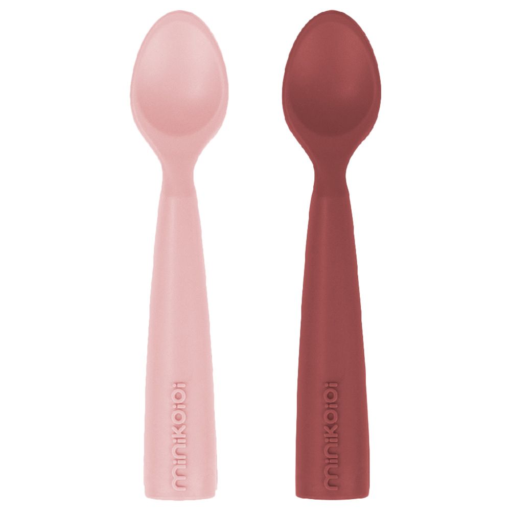 Minikoioi - Silicone Scoopers - Pinky Pink/Velvet Rose - Pack of 2