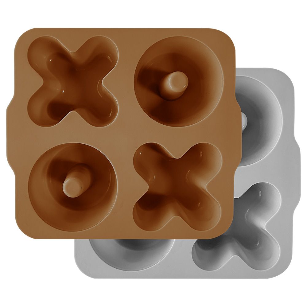 Minikoioi - XOXO Cake Silicone Mold 2pcs - Woody Brown/Powder Grey