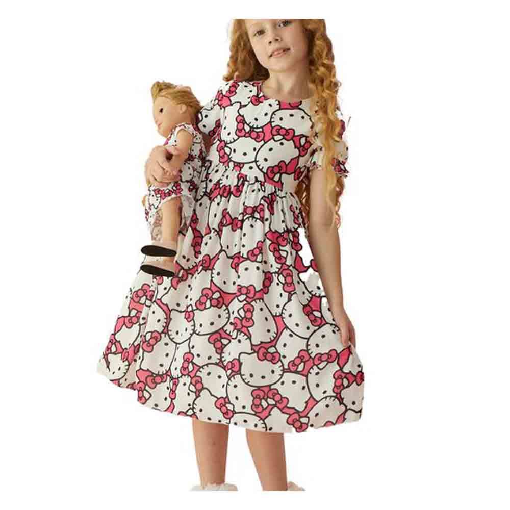 Hayati Girl - Hello Kitty Face Pattern Dress