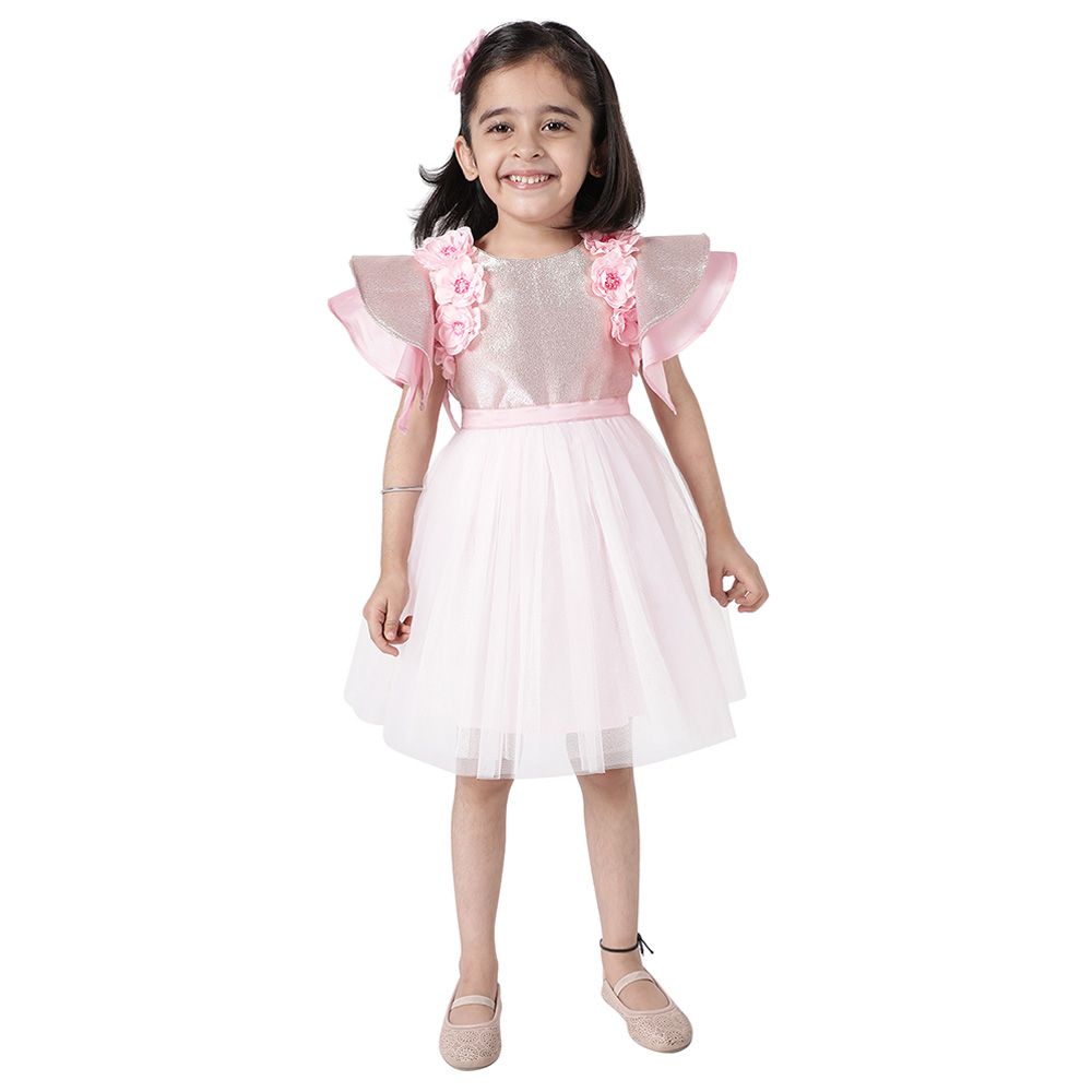 A Little Fable - Glitter Rose Dress - Pink