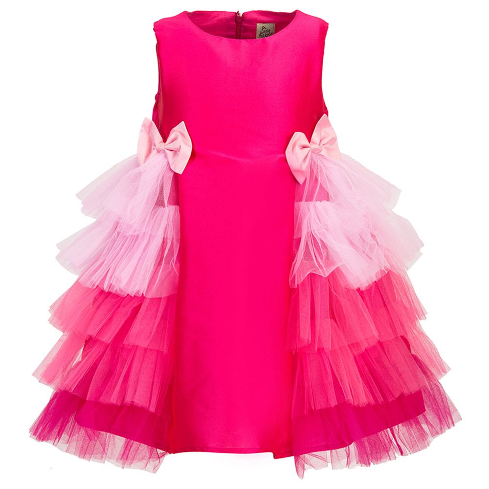 A Little Fable - Shaded Deep Bloom Dress - Pink