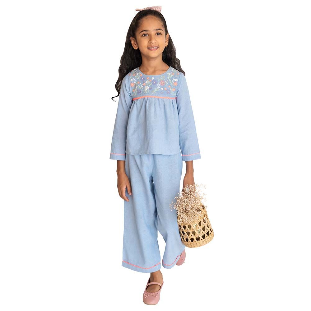 A Little Fable - Petunia Garden Casual Outfit - Blue