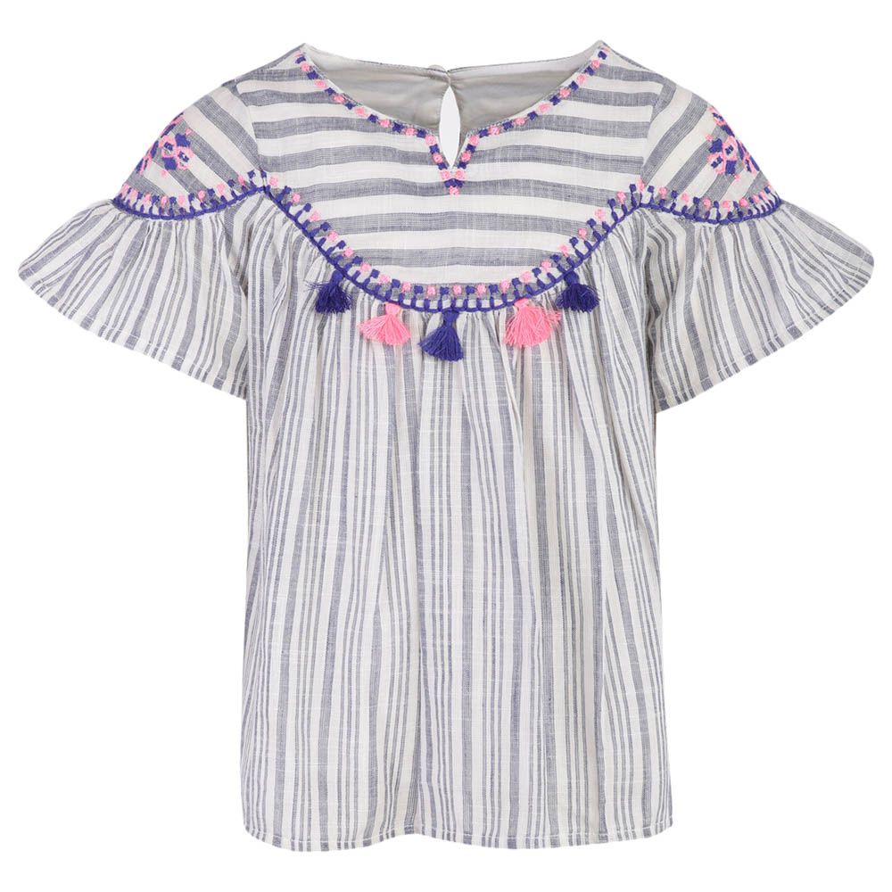 A Little Fable - Camelia Striped Tassel Top