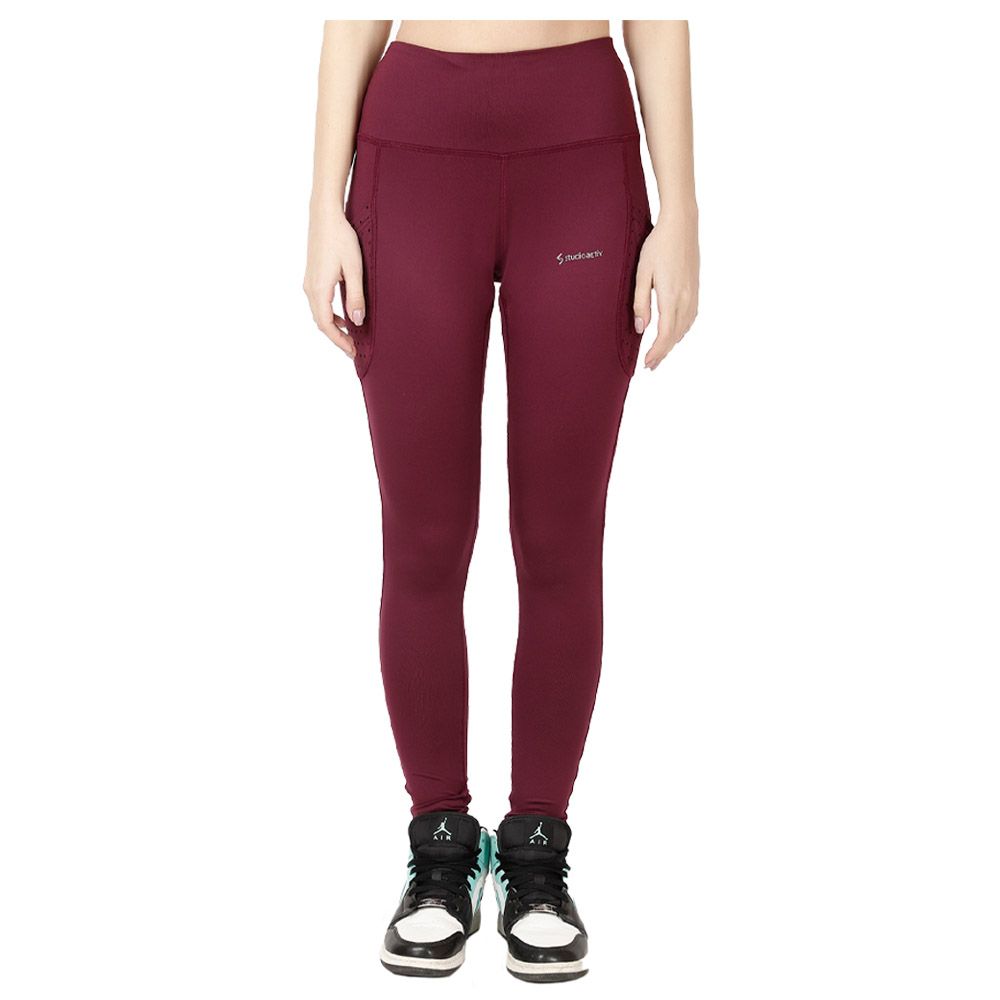 Studioactiv - Laser Cut Pace Leggings - Wine