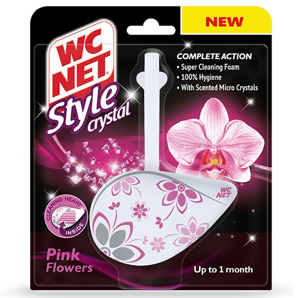 WC Net - Toilet Block Style Crystal Pink Flowers 1pc