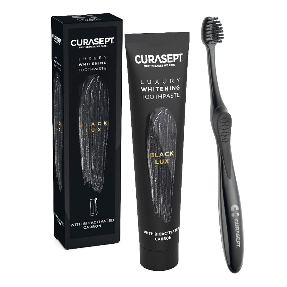 Curasept - Luxury Whitening Toothpaste 75ml+ Toothbrush - Black 