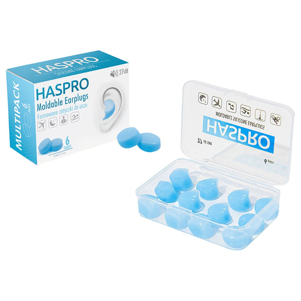 Haspro - Moldable Earplugs Pack of 12 - Blue