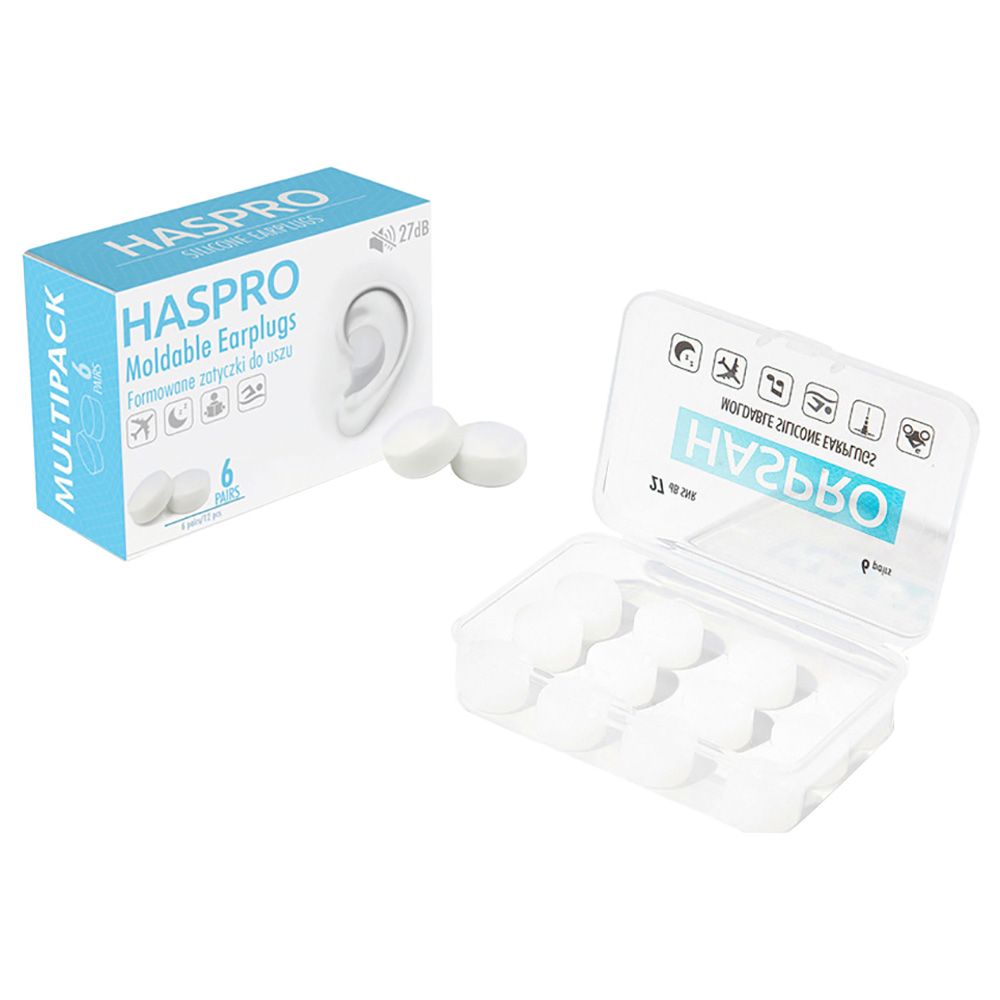 Haspro - Moldable Earplugs Pack of 12 - White