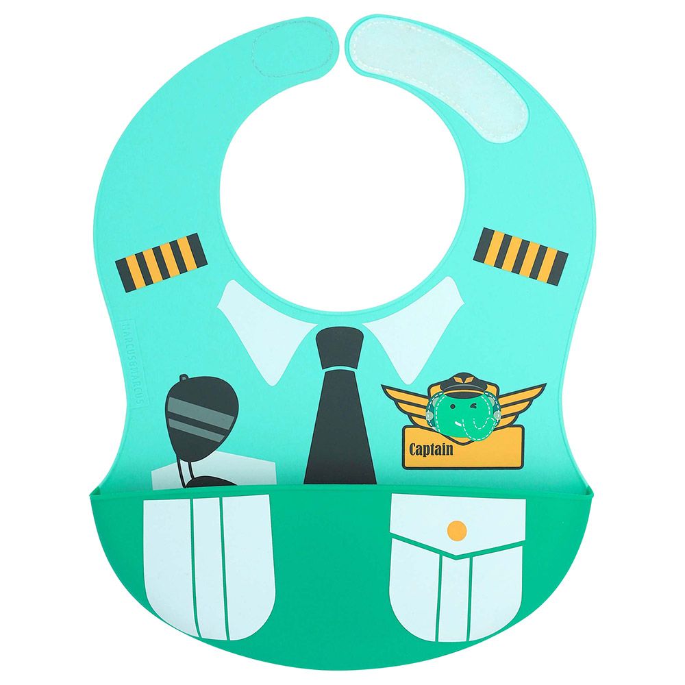 Marcus & Marcus - Wide Coverage Silicone Bib - Little Pilot - Olie