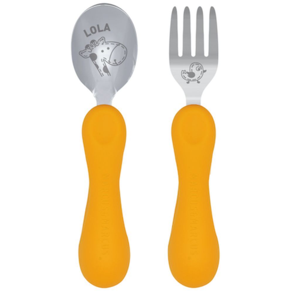 Marcus & Marcus - Silicone and Stainless Steel Easy Grip Spoon & Fork Set - Lola