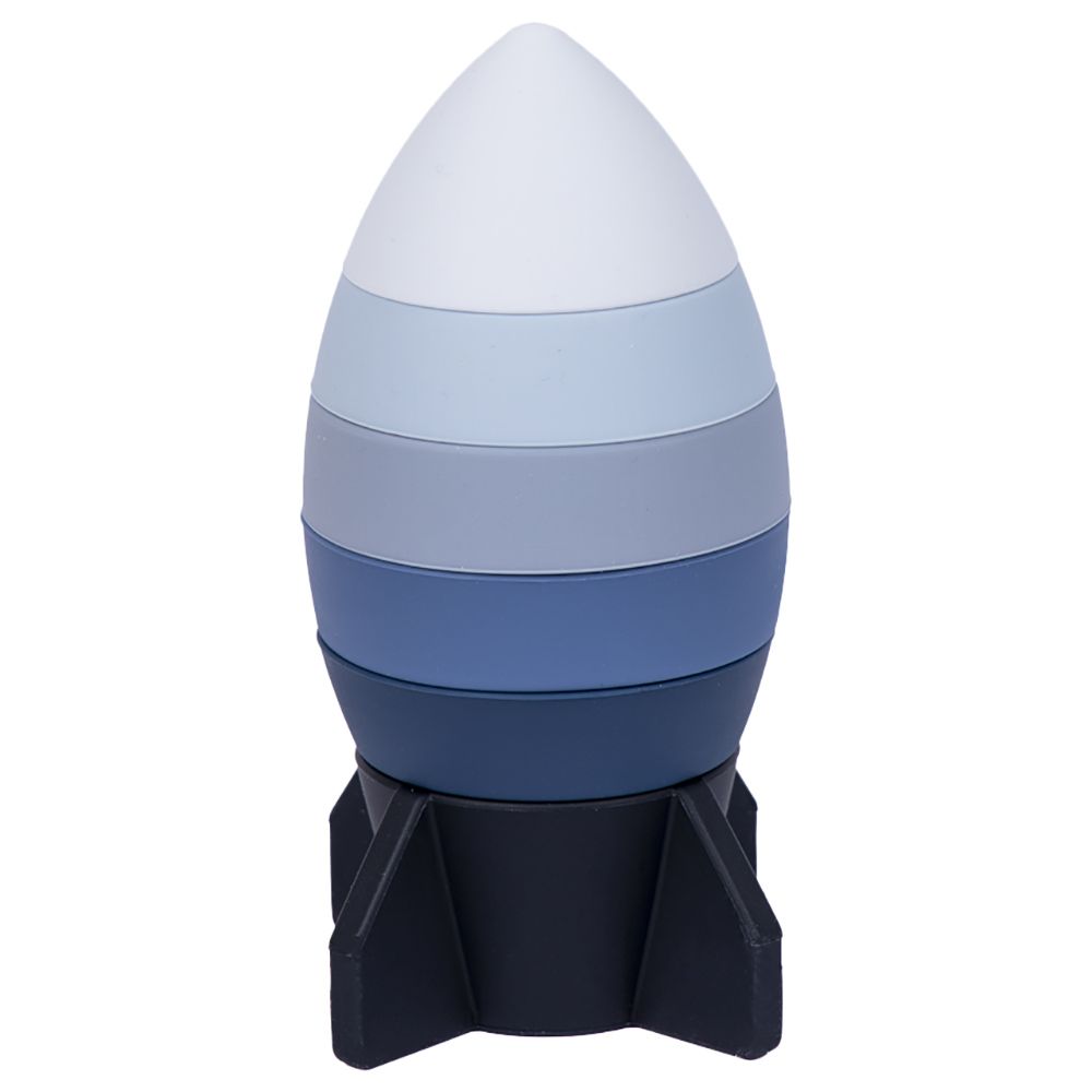 Babies Basic - Silicone Stacking Toy - Rocket - Blue