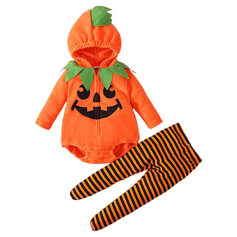 Sugar Rush - 2pc-Set - Halloween Print Hooded Onesie & Pants