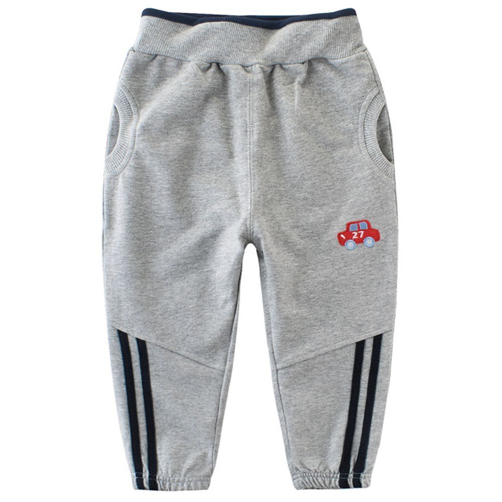 Sugar Rush - Striped Car Printed Track Pants - Grey