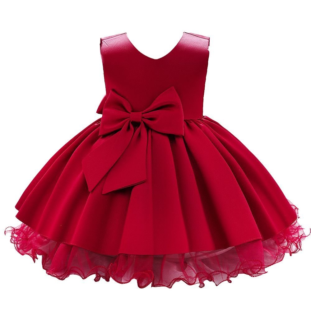 SUGAR RUSH - Embellished Regular Bow Dress - Maroon