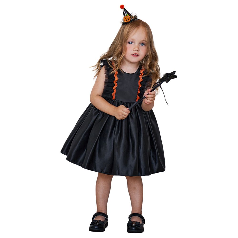 Sugar Rush - Solid Sleeveless Halloween Party Dress - Black