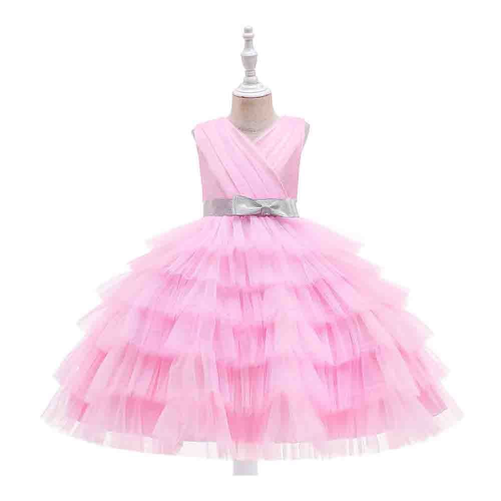 Sugar Rush - Solid V-Neck Fit & Flare Party Dress - Pink