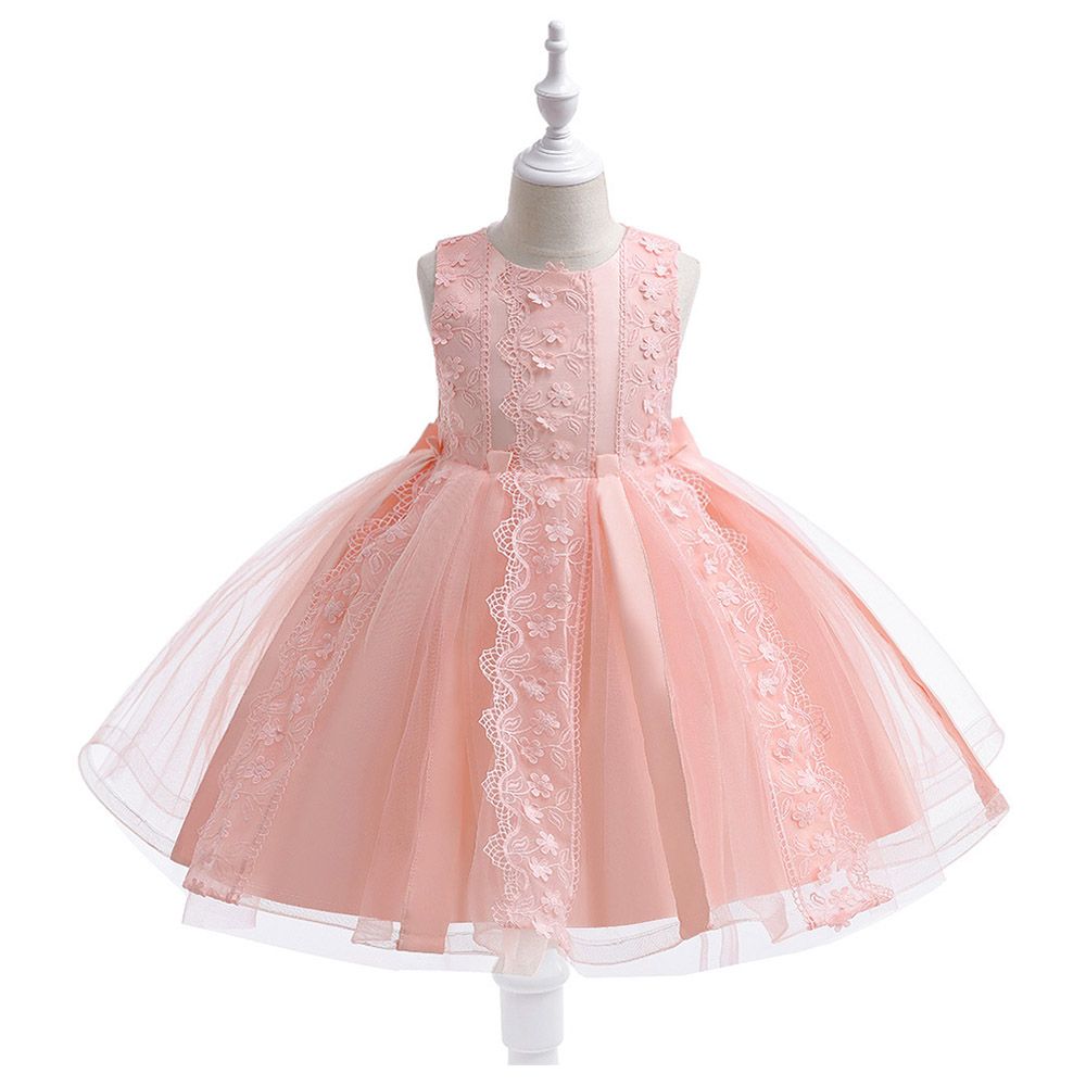 Sugar Rush - Appliqued Sleeveless Party Dress - Pink