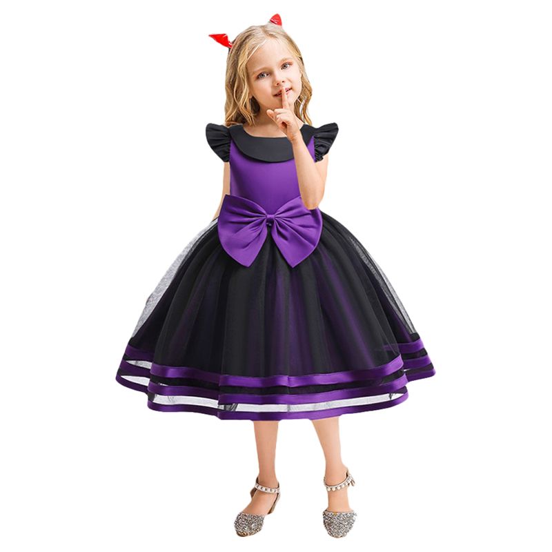 Sugar Rush - Appliqued Halloween Print Party Dress - Purple